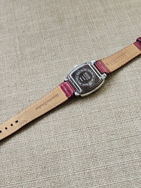 Ecclissi Sterling Silver Ladies Wristwatch Red Genuine Leather 925 Quartz Watch main image 7